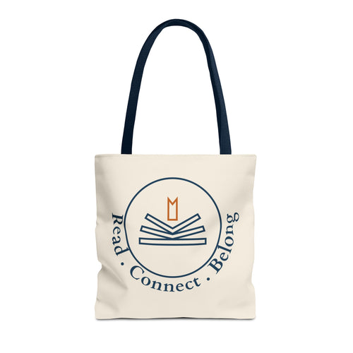 Read • Connect • Belong Canvas Tote Bag — Book Club Library Tote