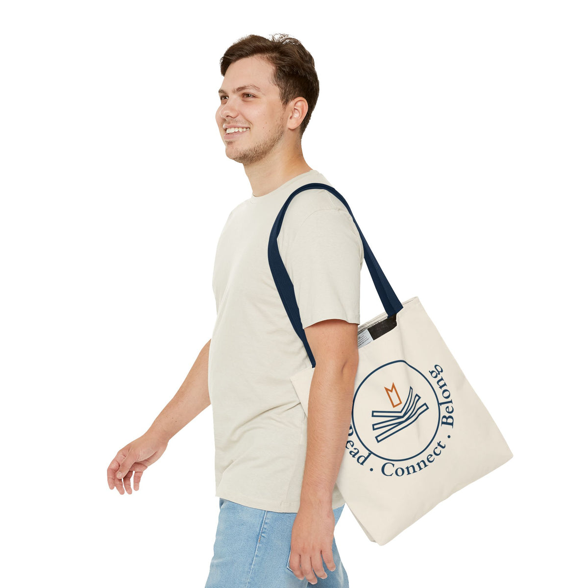 Read • Connect • Belong Canvas Tote Bag — Book Club Library Tote