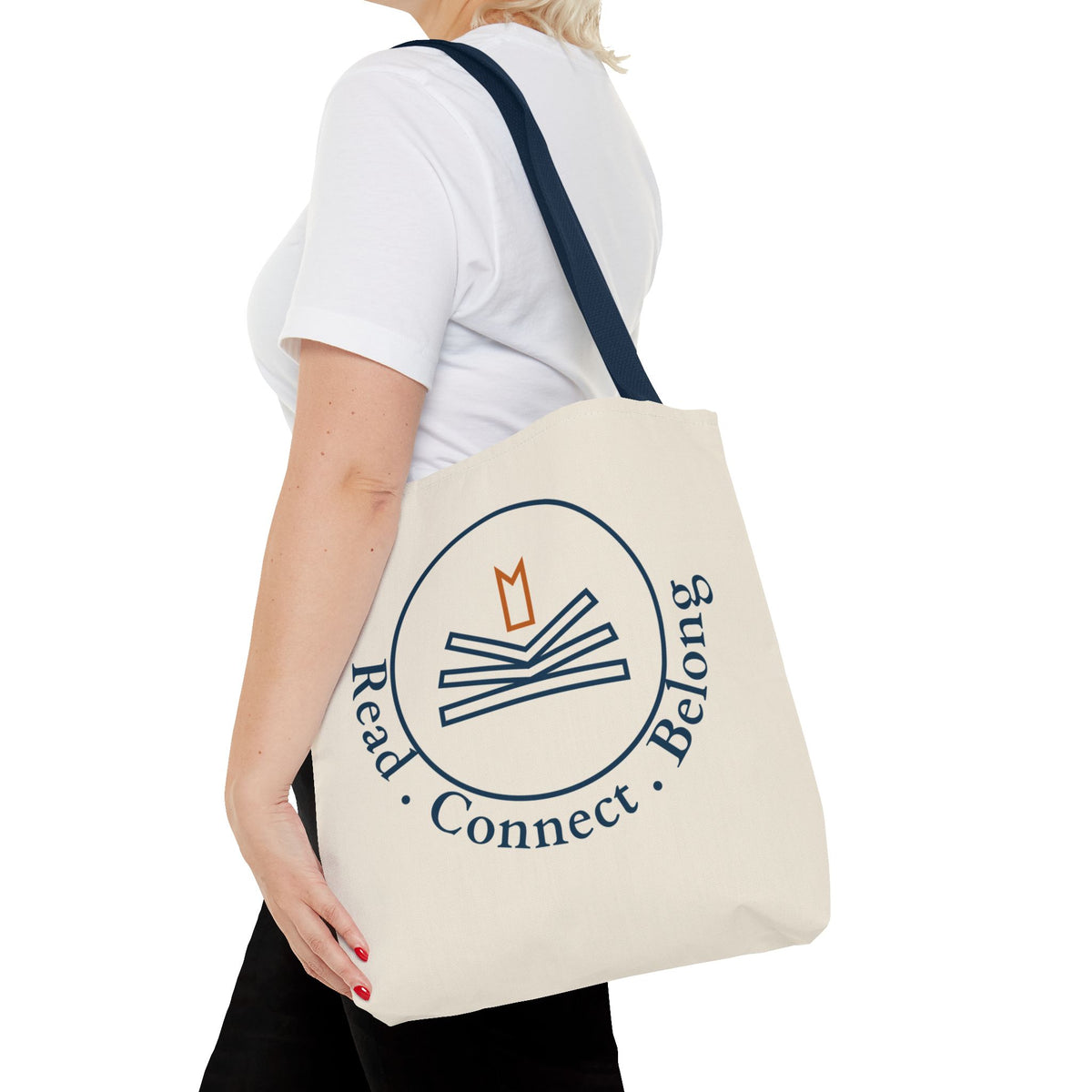 Read • Connect • Belong Canvas Tote Bag — Book Club Library Tote